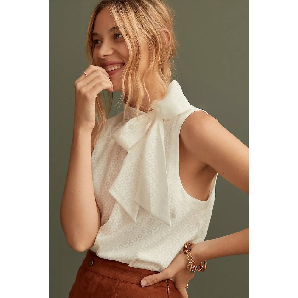 NWT Anthropologie Maeve Bow-Tie Blouse Size XS